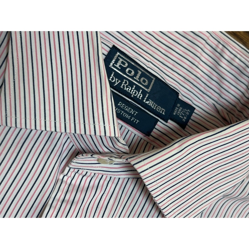 Polo Ralph Lauren Regent Dress Shirt Men's Size 17.5 | 36/37 Blue & Pink Stripes